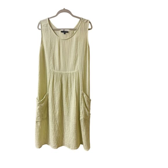Kozan 100% cotton dress yellow green color Small - Picture 1 of 3